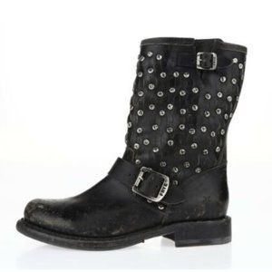Frye Jenna Distressed Studded Moto Boots Size 6.5